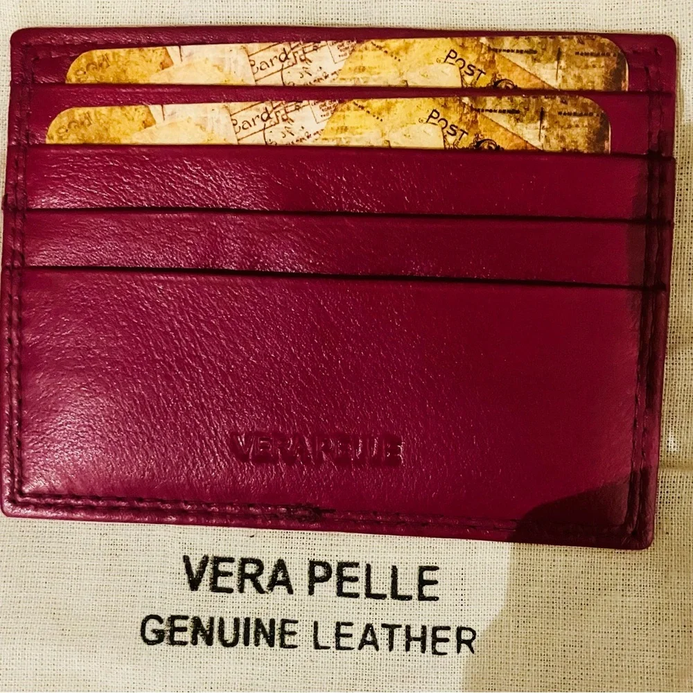 Slimline Vera Pelle “Genuine Leather” Credit Card Holder NWOT